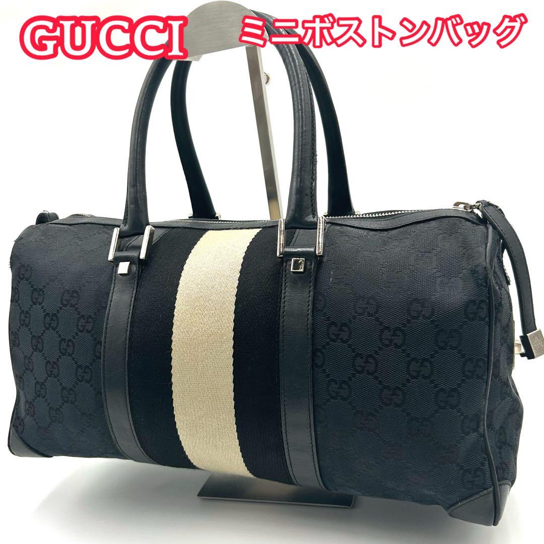 GUCCI　グッチ　GGキャンバス　シェリーライン　ミニボストンバッグ