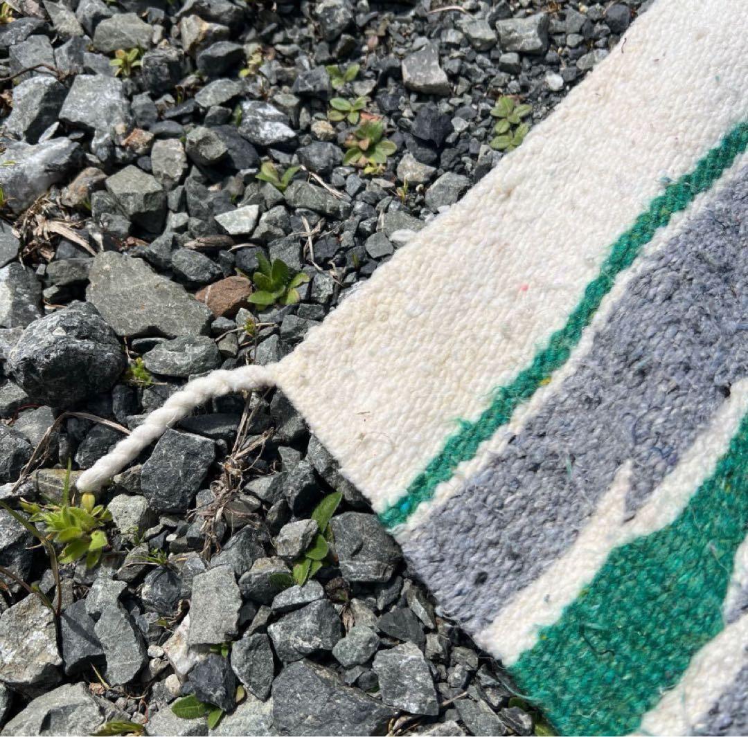 USA古着 メキシカンラグ 正方形 グリーン ネイティブ柄 vintage