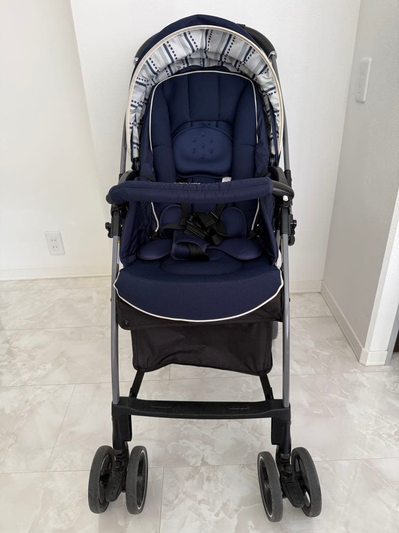 【美品】Aprica アップリカ ベビーカー ラクーナクッション ネイビー