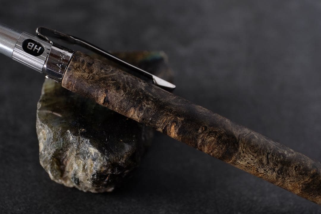 PG5木軸カスタム0199　高村杢工房 製図用シャープペンシル　花梨瘤　至高の黒