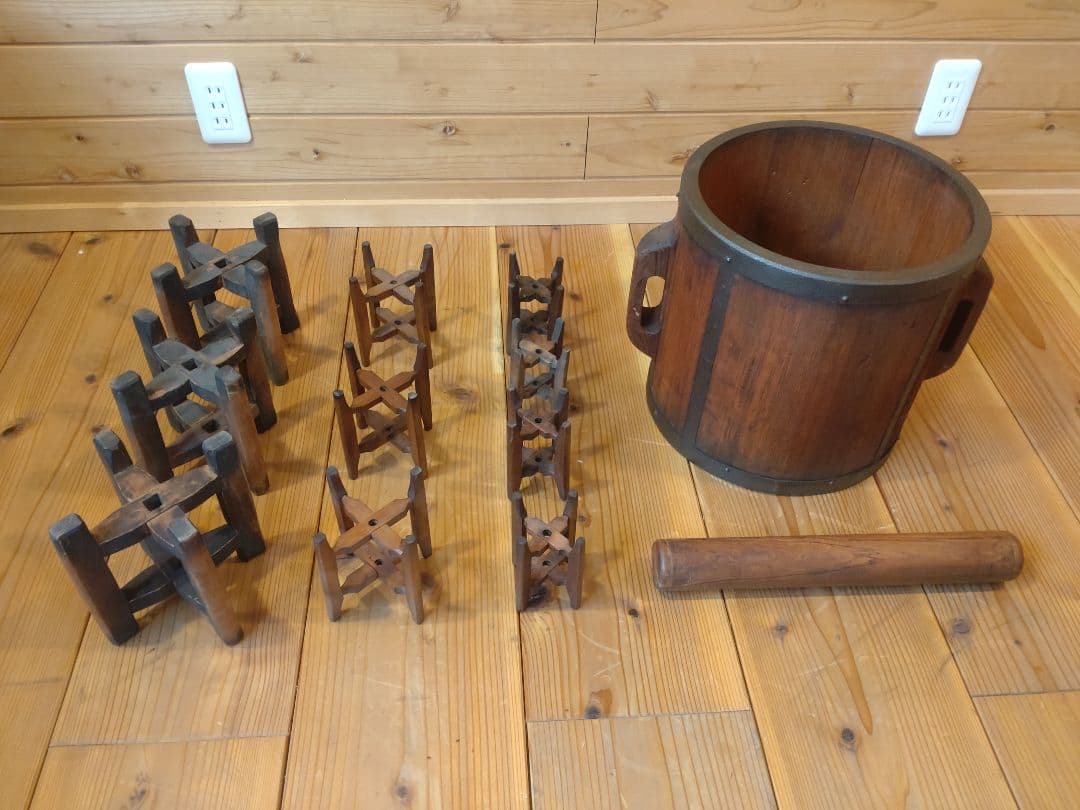 古民具　古道具　一斗桝と糸巻のセット　昭和レトロ　アンティーク
