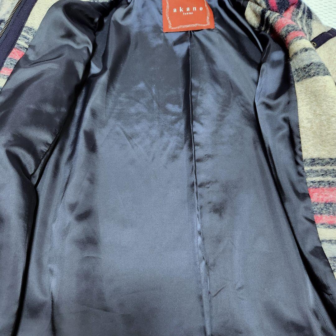 akane femme あむう　コート　レディース　チェック　ウール混