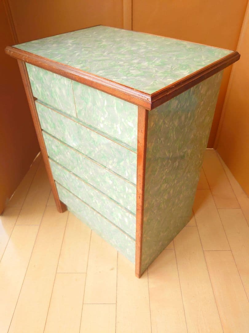 昭和レトロ レトロポップ チェスト タンス 引き出し グリーン 緑色 古道具