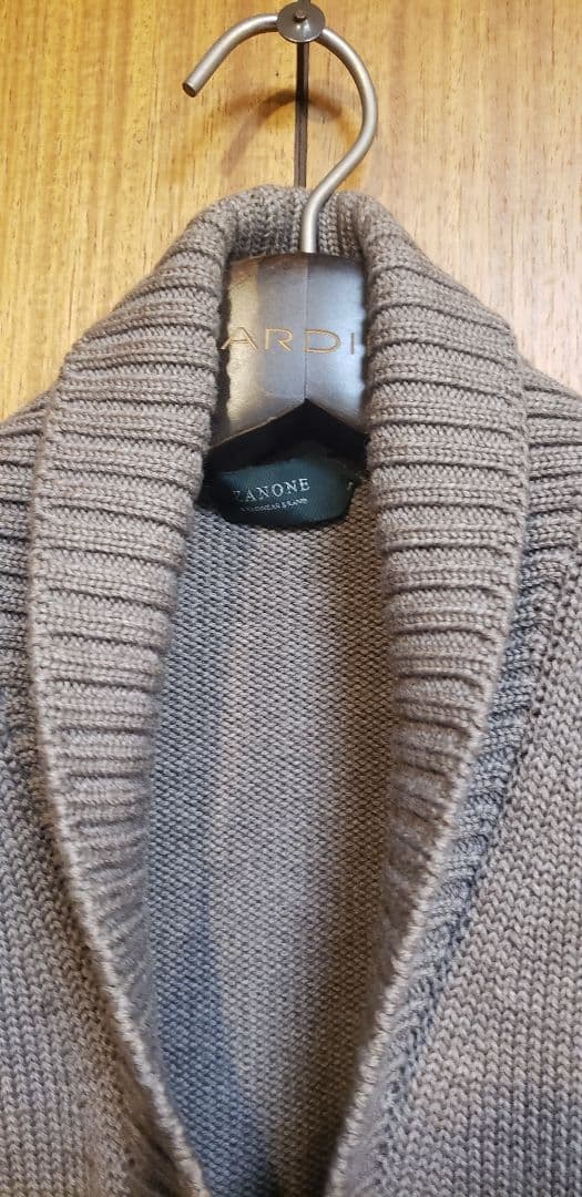 ザノーネ ZANONE ショールカラーカーディガン ブラウンカーキ 44