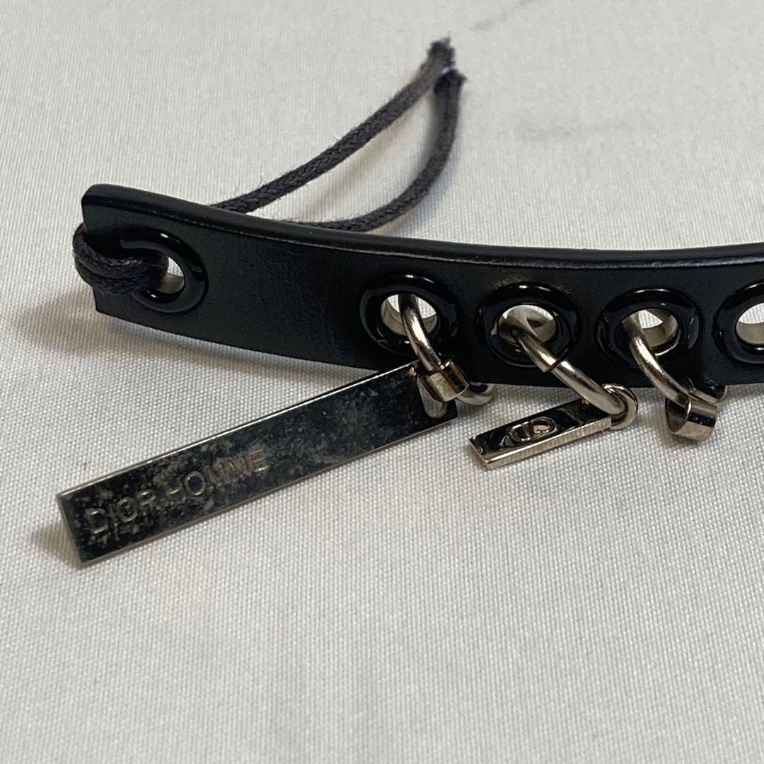 Dior Homme ディオールオム　ブレスレット　レザー　ブラック　チャーム付