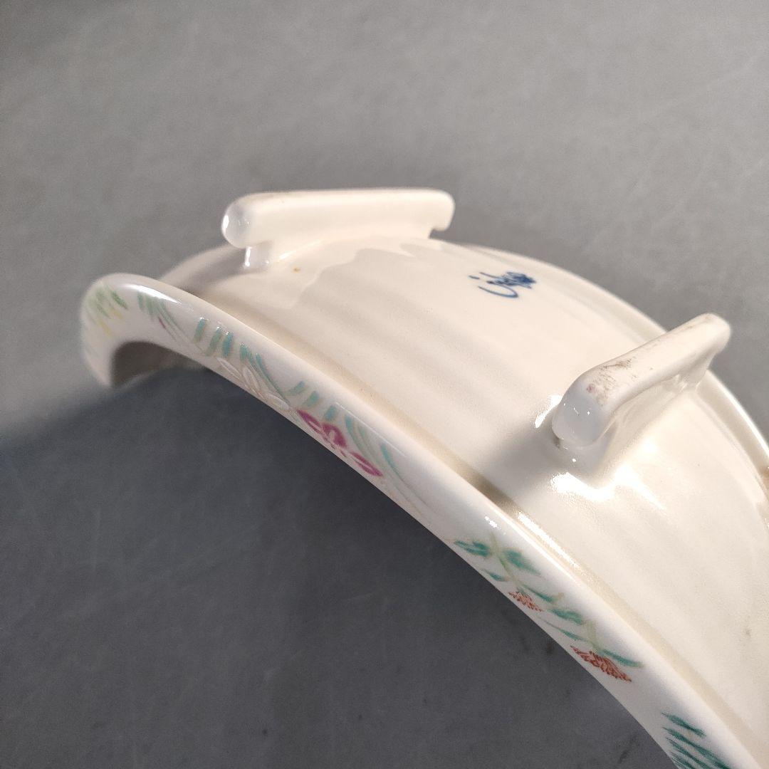 A1374-5/有田焼/錦右衛門窯/色絵花草文三日月形足付小鉢12客/懐石道具