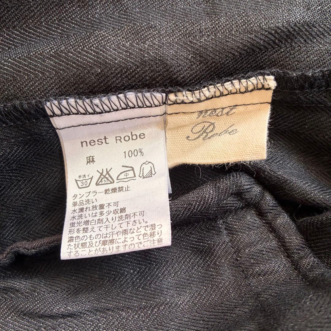 ネストローブ nest robe レイヤード風 リネン ジャケット 黒 ブラック