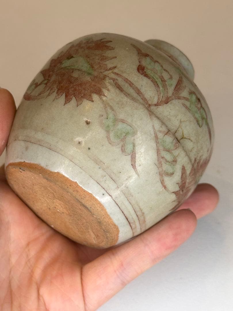 明時代 明洪武 釉裏紅 小壺茶入 中国古美術 古董品