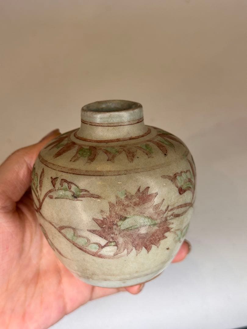 明時代 明洪武 釉裏紅 小壺茶入 中国古美術 古董品