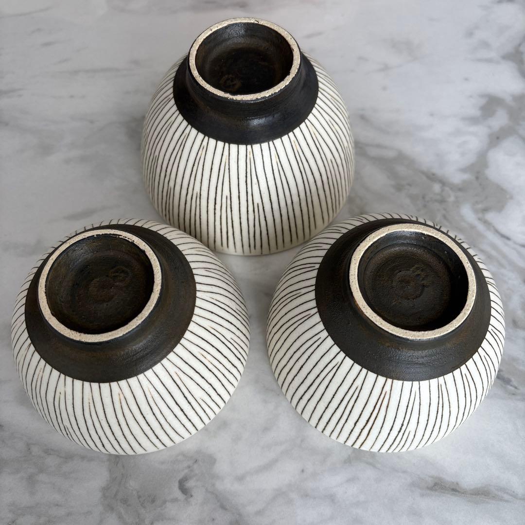 文五郎窯 奥田章（TSUBO-BUN）十草丸碗 SとSS 計3点