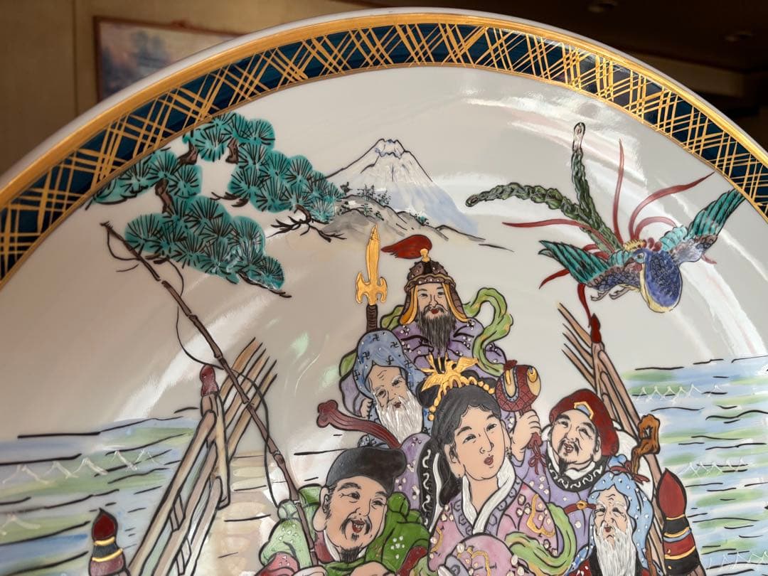 隆泉作　直径60cm 飾り皿　特大絵皿