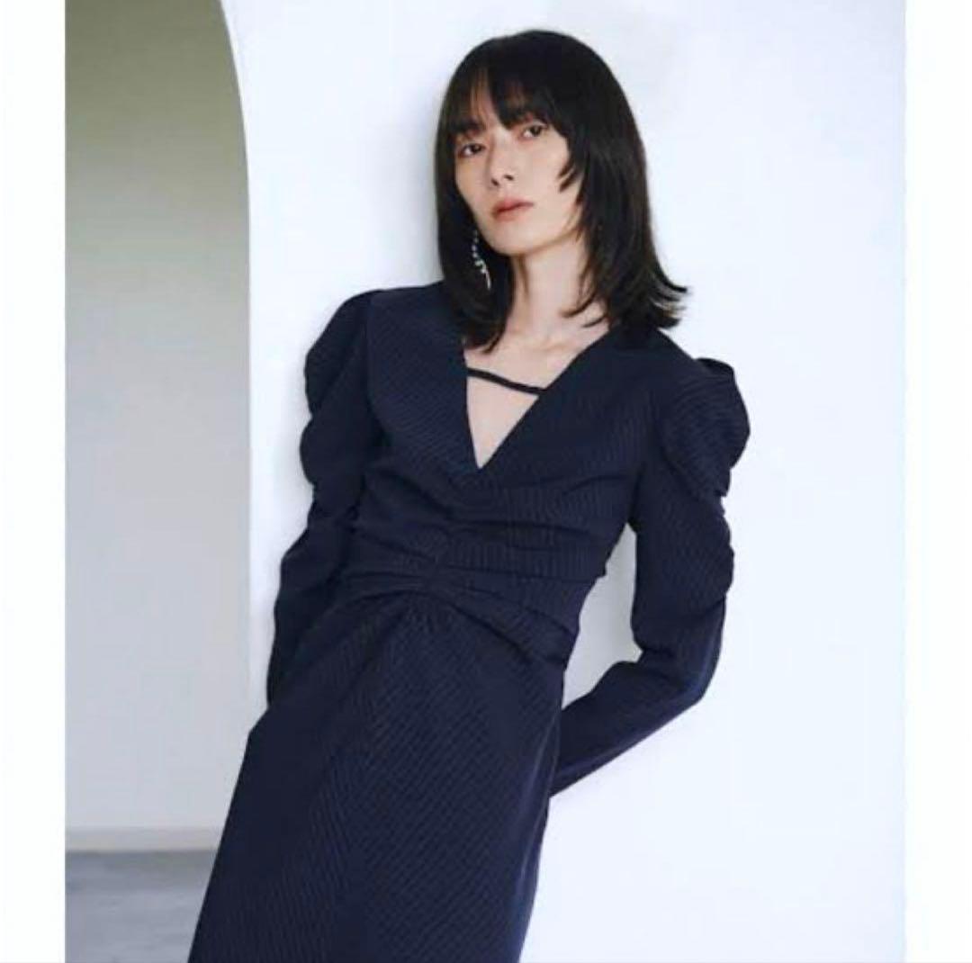 FRAY I.D パフスリーブシャーリングワンピース