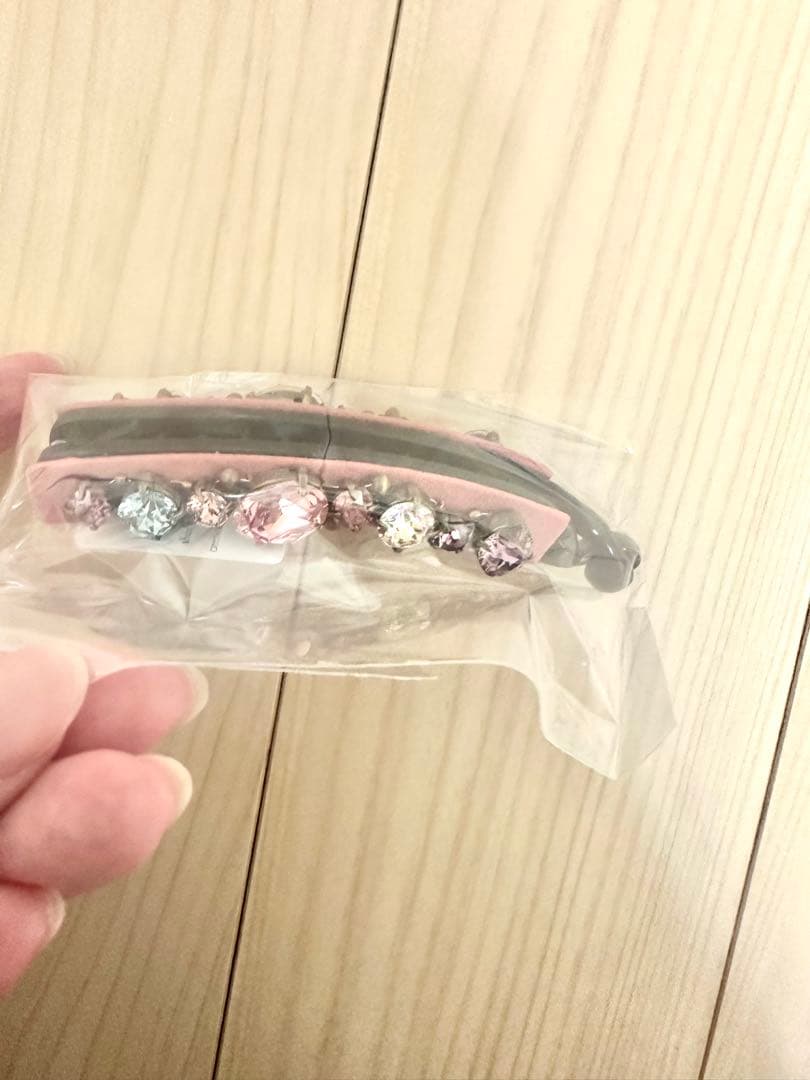 complex biz Swarovski ビジュー バナナクリップ ピンク