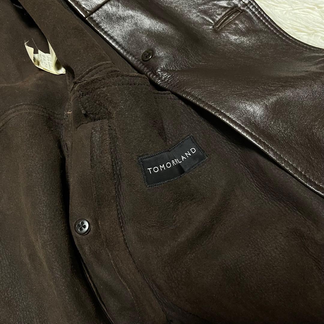 希少 46 トゥモローランド レザー トレンチコート ロング丈 ブラウン 羊革