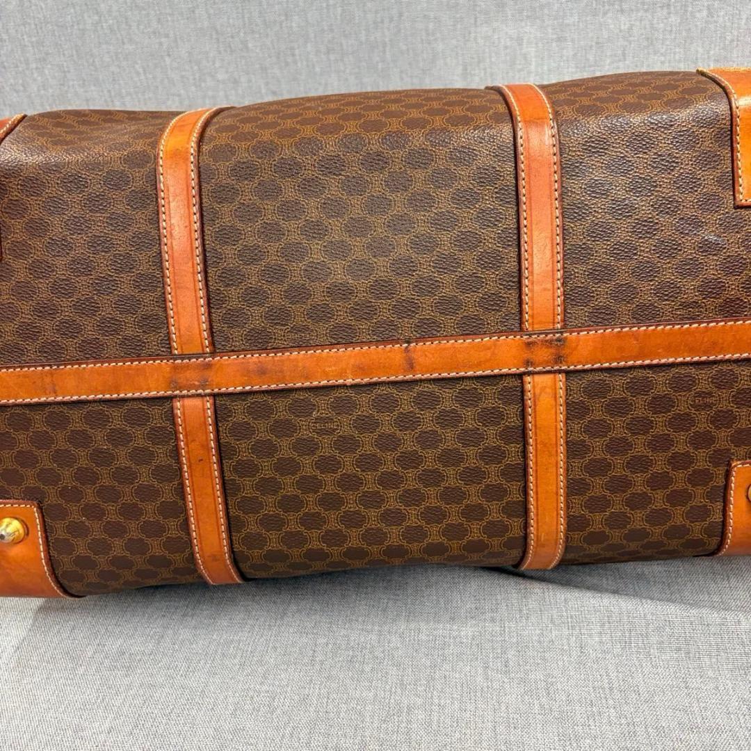 CELINE セリーヌ マカダム柄 ボストンバッグ PVC ブラウン レザー