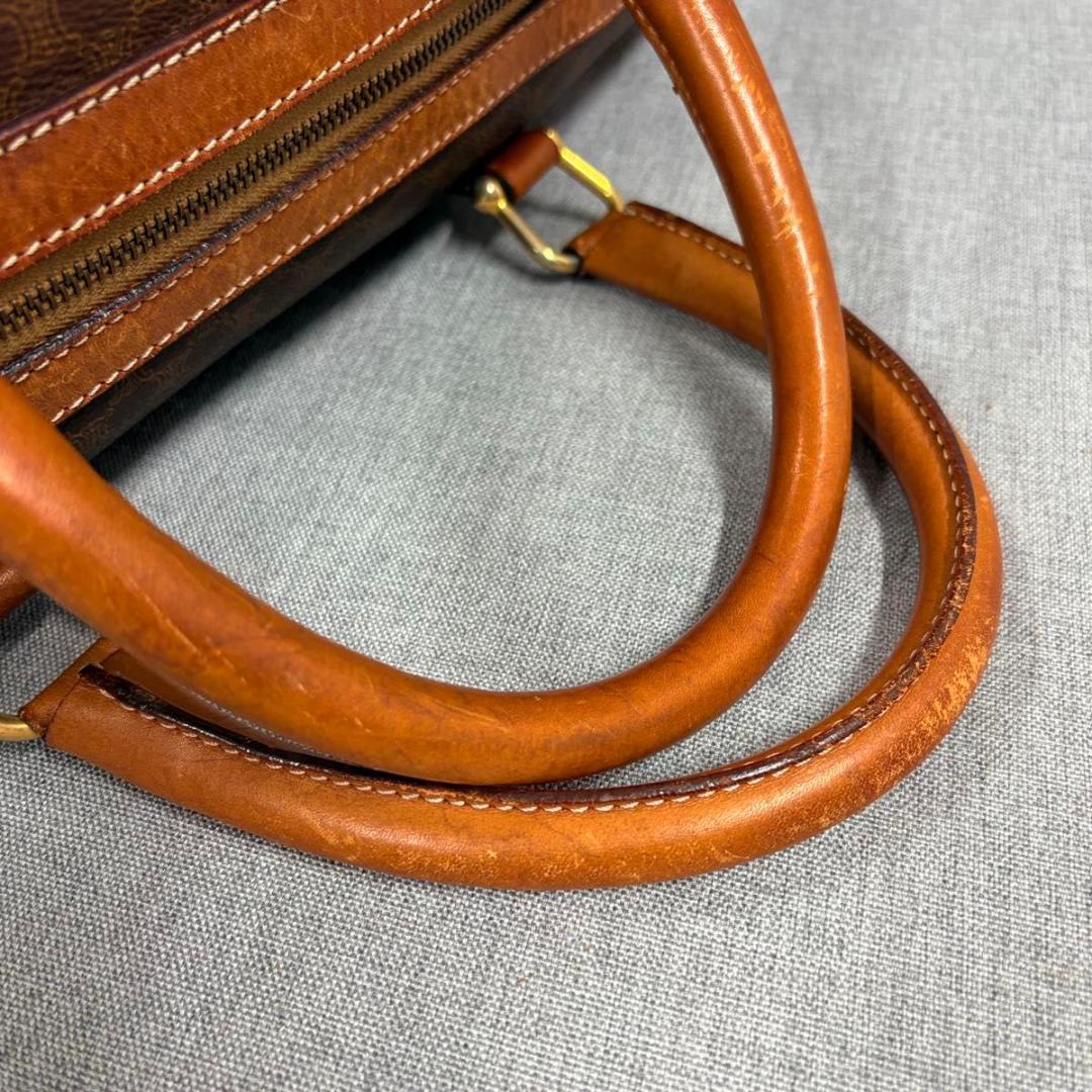 CELINE セリーヌ マカダム柄 ボストンバッグ PVC ブラウン レザー