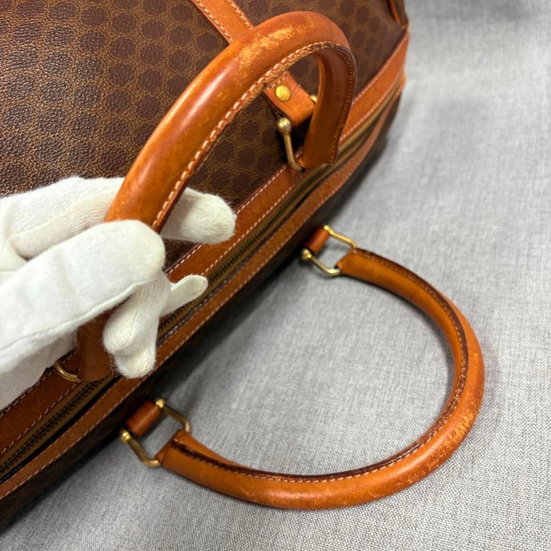 CELINE セリーヌ マカダム柄 ボストンバッグ PVC ブラウン レザー