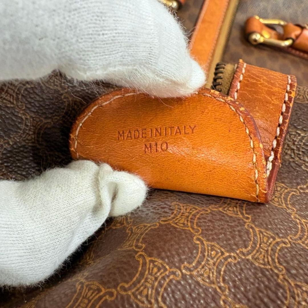 CELINE セリーヌ マカダム柄 ボストンバッグ PVC ブラウン レザー