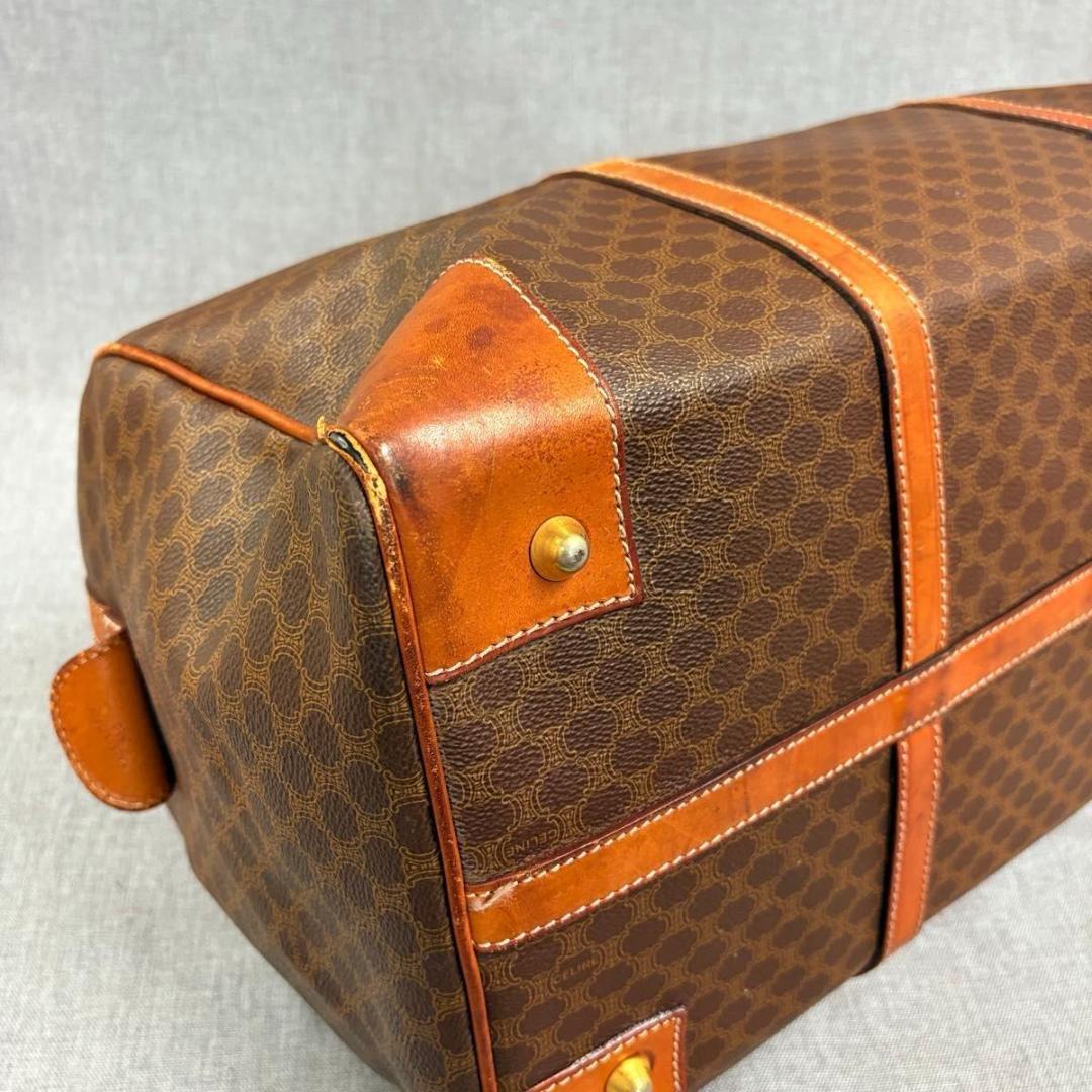 CELINE セリーヌ マカダム柄 ボストンバッグ PVC ブラウン レザー