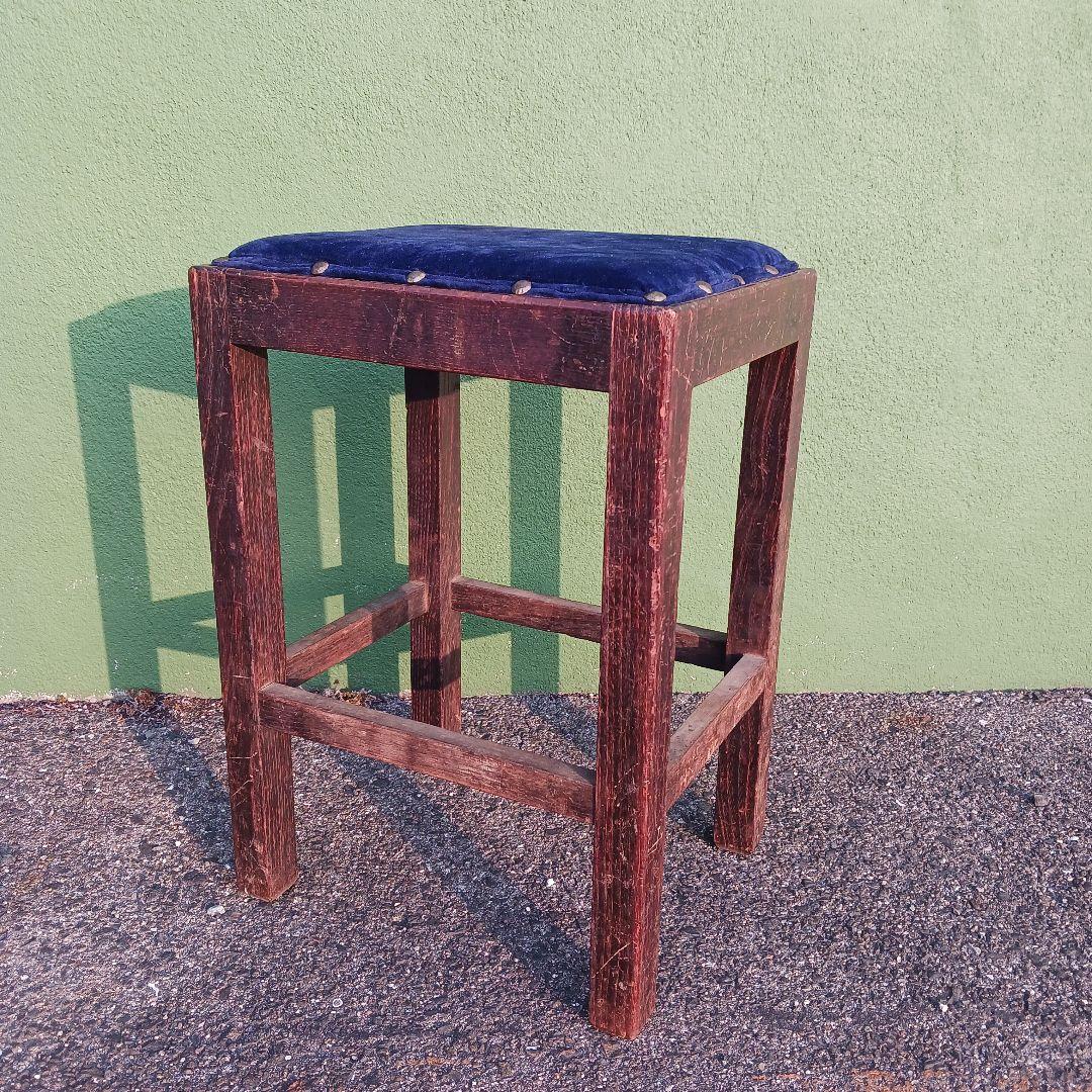 昭和レトロ　スツール　角スツール　椅子　木製　アンティーク