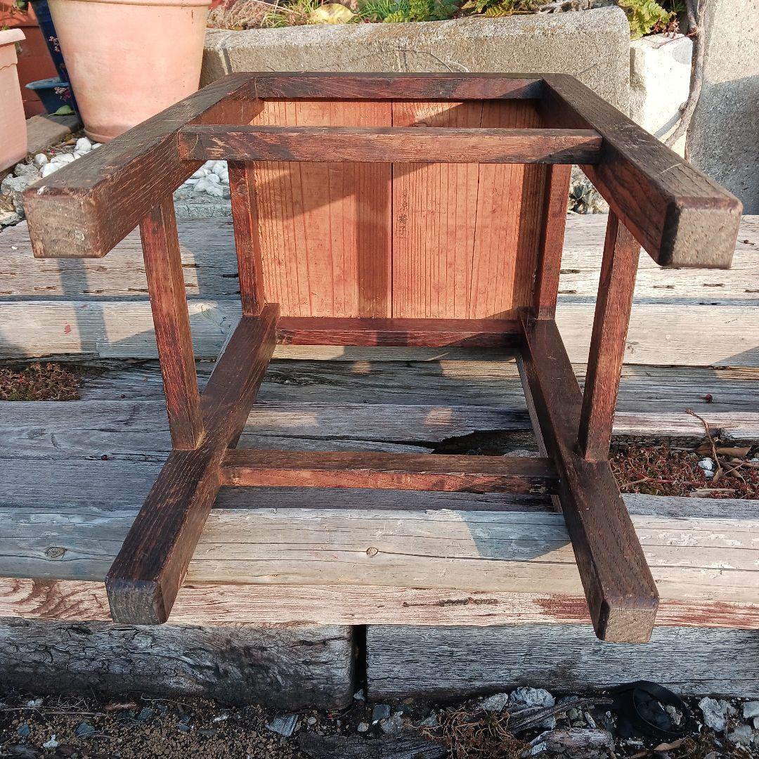 昭和レトロ　スツール　角スツール　椅子　木製　アンティーク