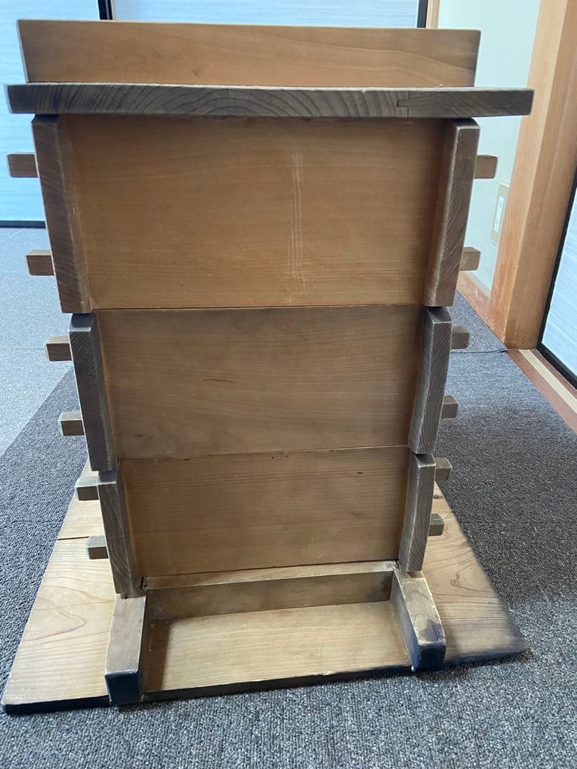 木製角【小】せいろ　アンティーク　レトロ　竹スノコ付き　蒸し器