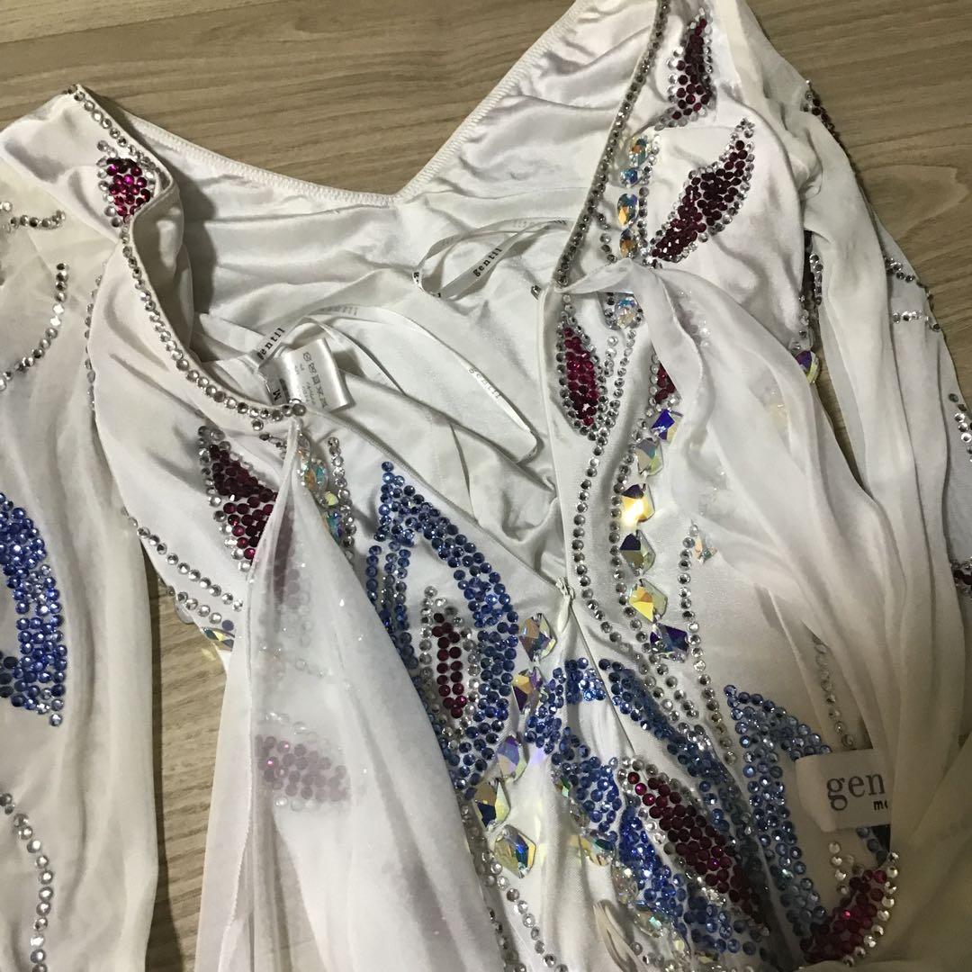 社交ダンス　白　ドレス　競技会　パーティー　トライアル　ジャンテイ