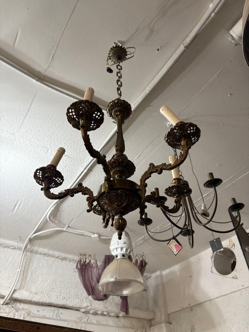 アンティークブロンズ6灯シャンデリア