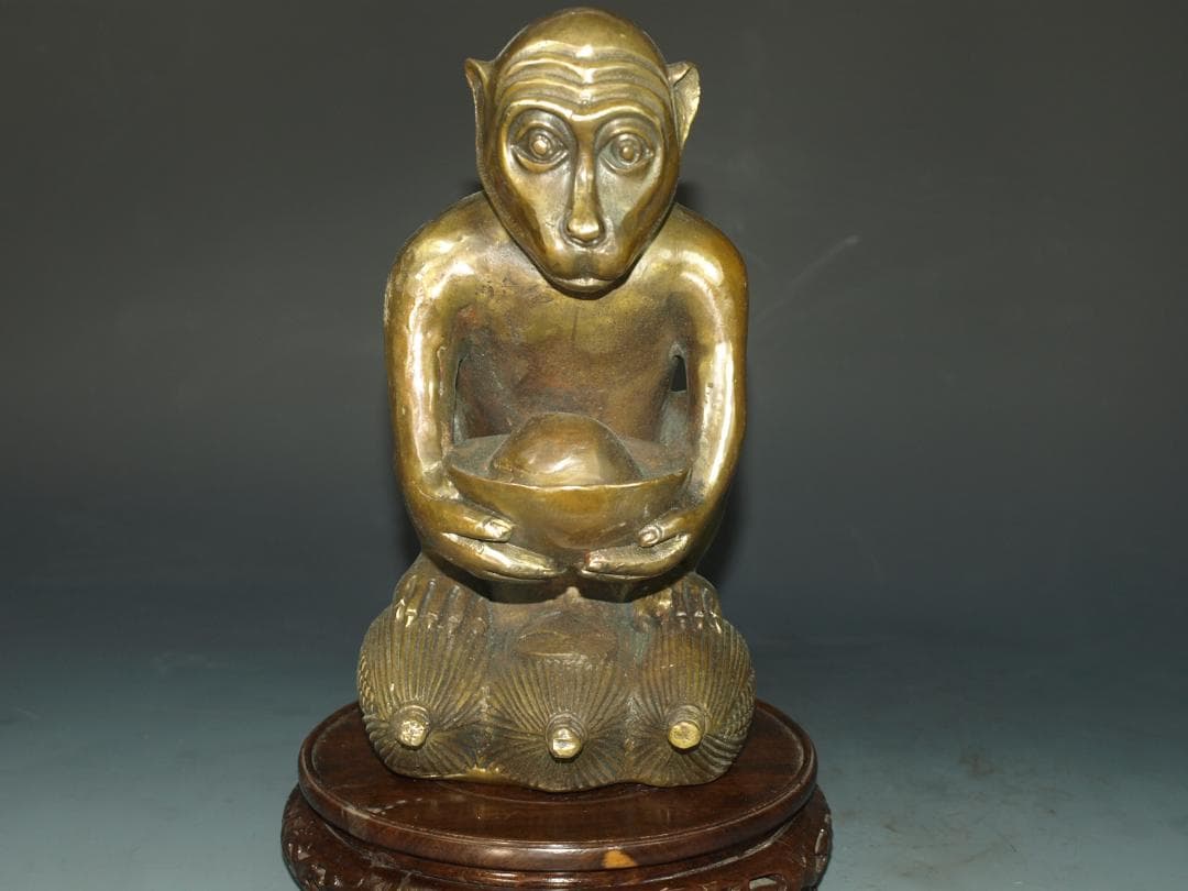 旧家整理品　中国清時代 銅製猿像※激安骨董品 N1133 C11-3