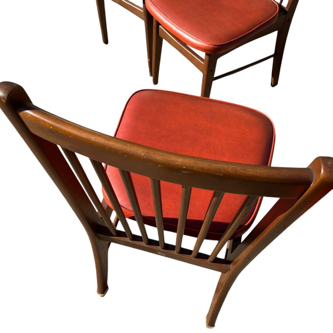 HAMAMOTO（ハマモト）製 木製ダイニングチェア 4脚セット　赤