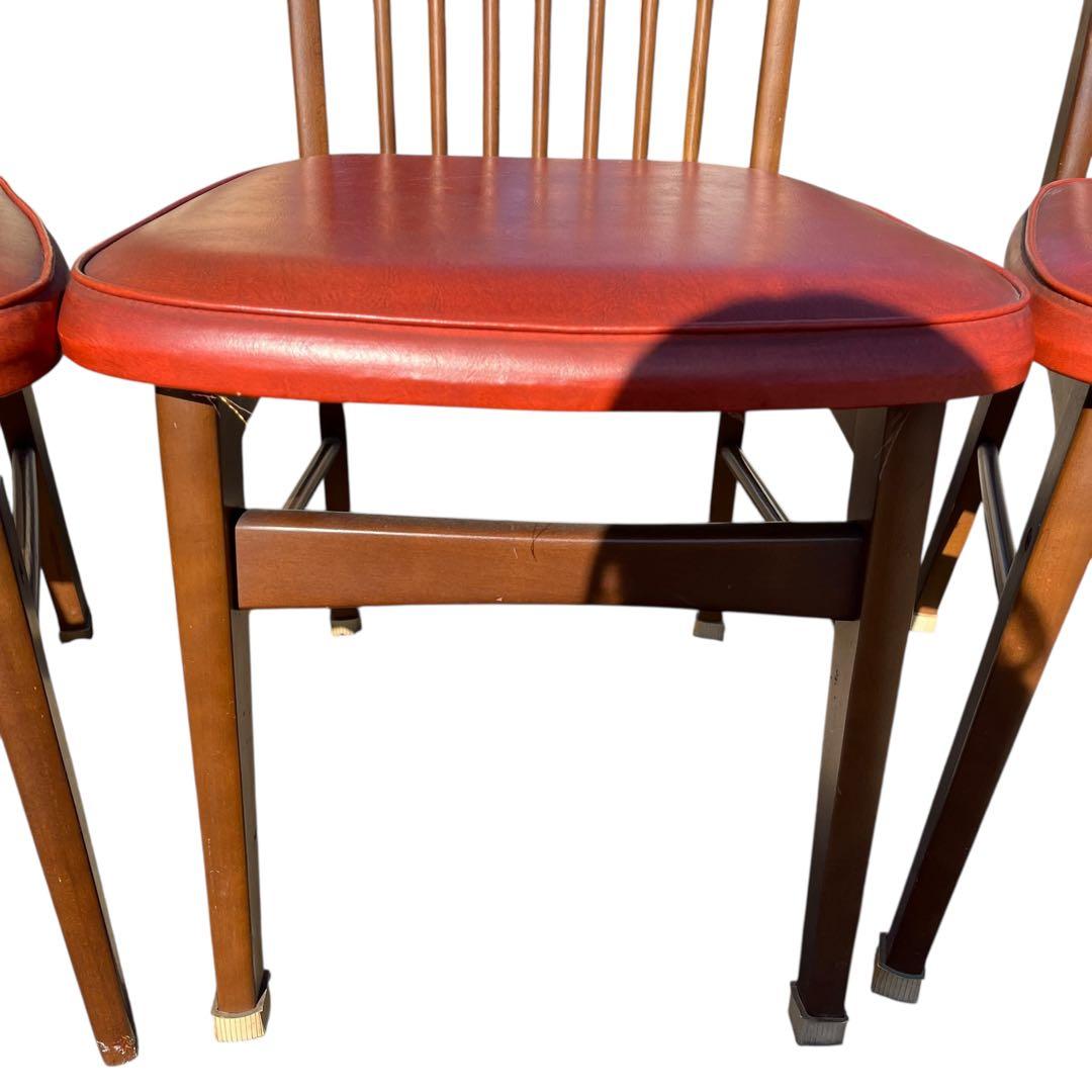 HAMAMOTO（ハマモト）製 木製ダイニングチェア 4脚セット　赤