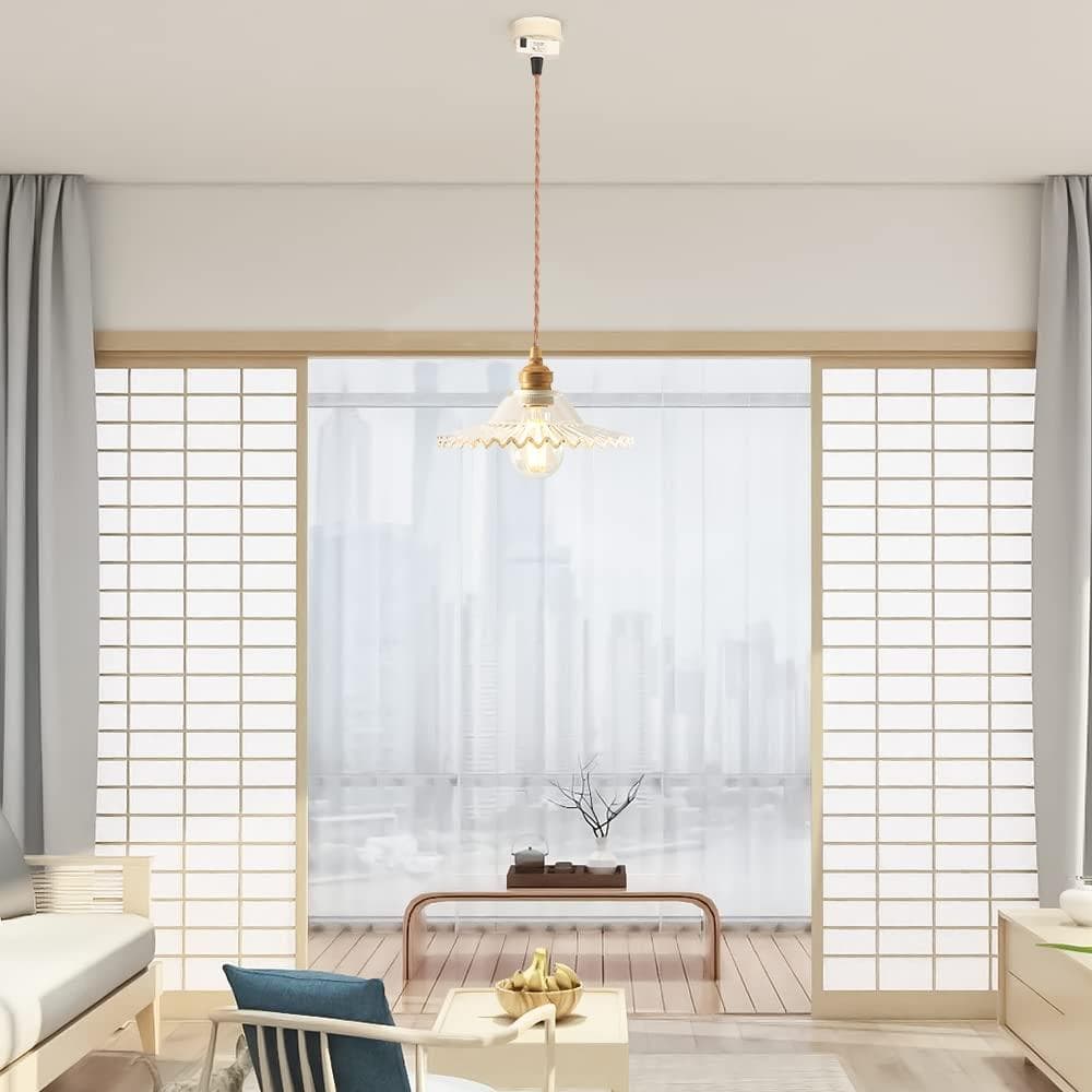 ガラスシェード付き1灯ペンダントライト 花 エレガント