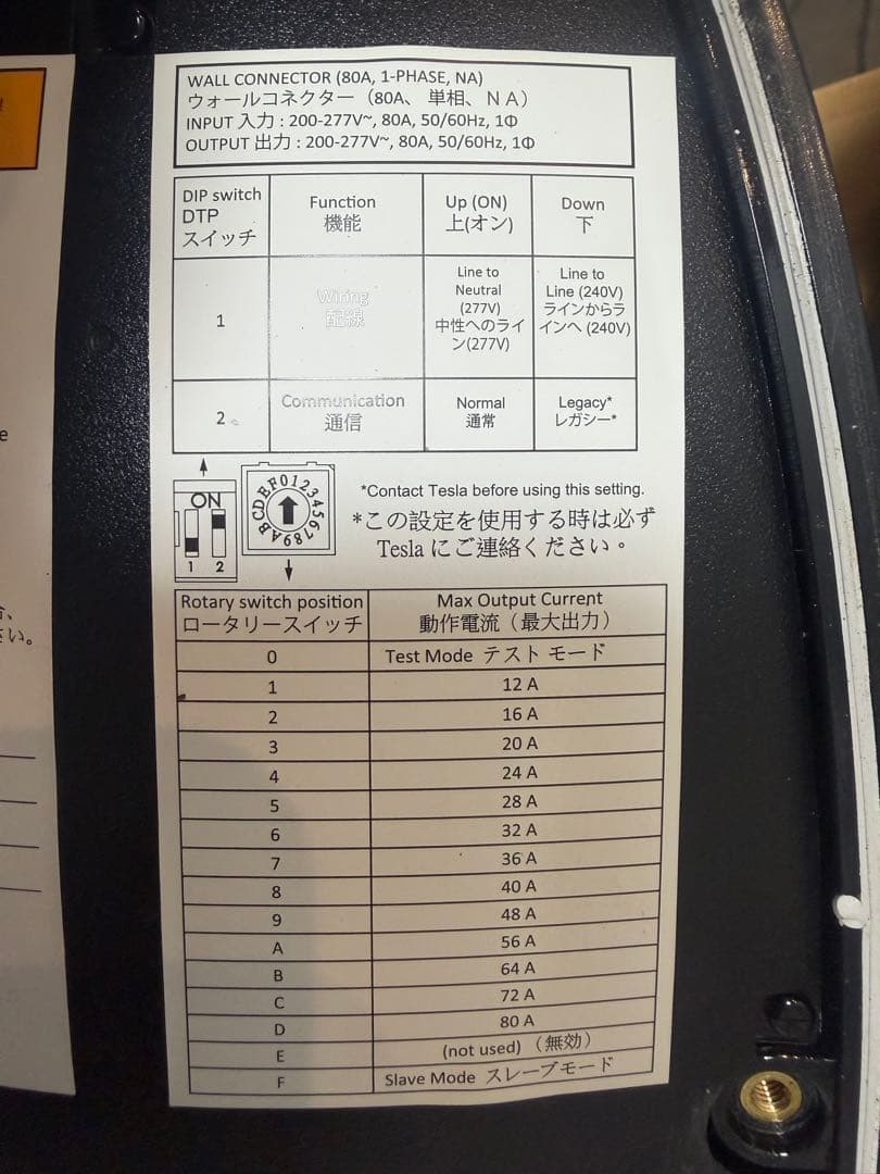Tesla Wall Connector 充電ケーブルテスラ ウォールコネクター