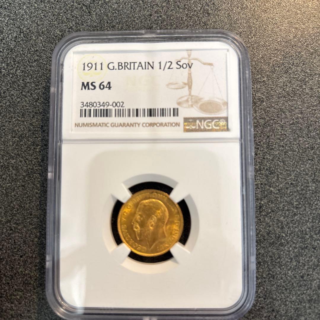 NGC ms64 1/2ソブリン 金貨　1911年