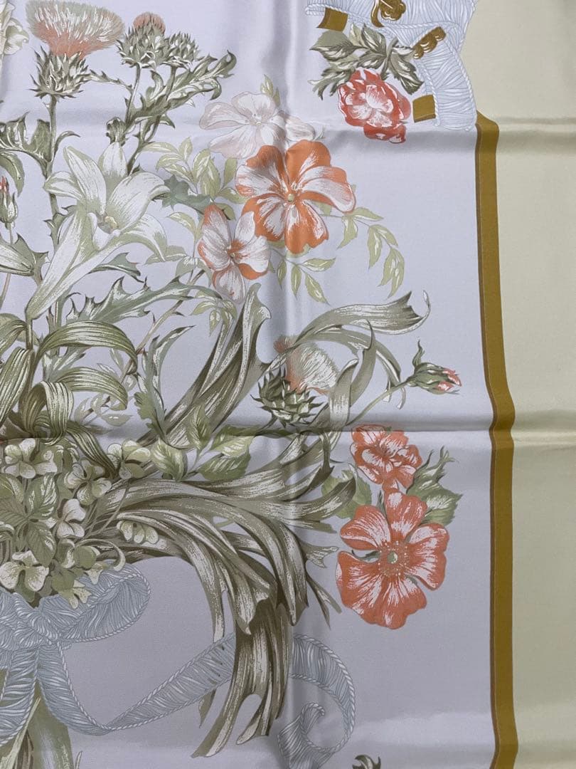 ②未使用 エルメス カレ90 花柄 スカーフ 箱付き