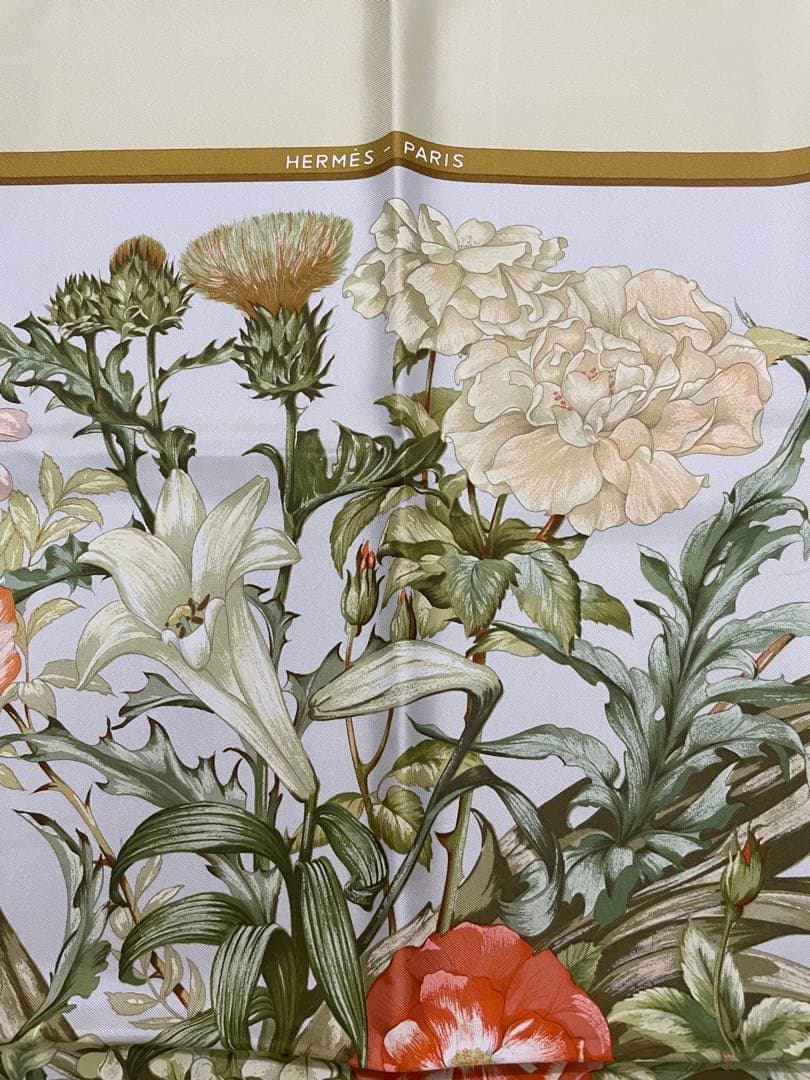 ②未使用 エルメス カレ90 花柄 スカーフ 箱付き