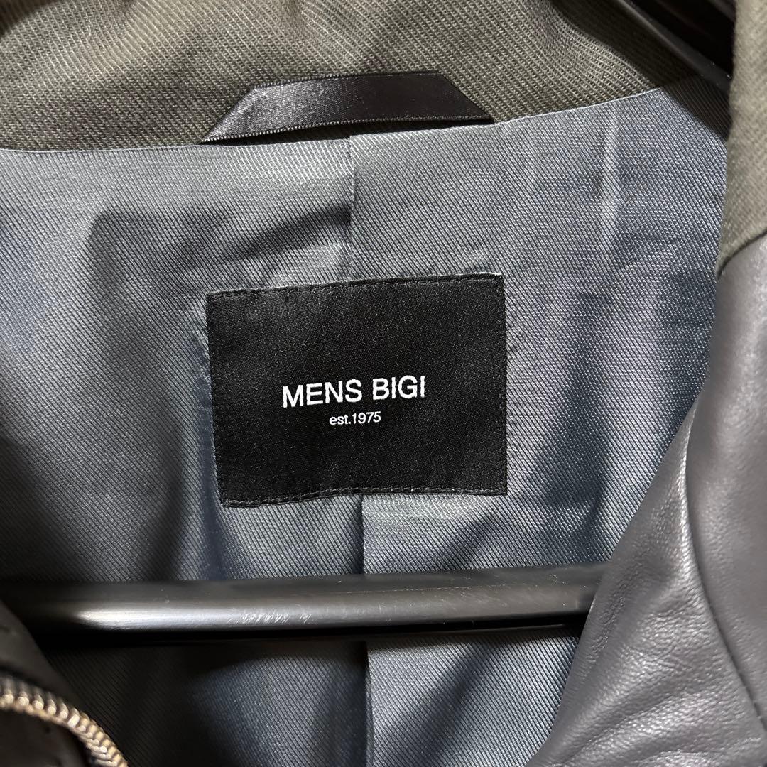 MENS BIGI ラムレザージャケット ダークグレー サイズ3(Lサイズ相当)