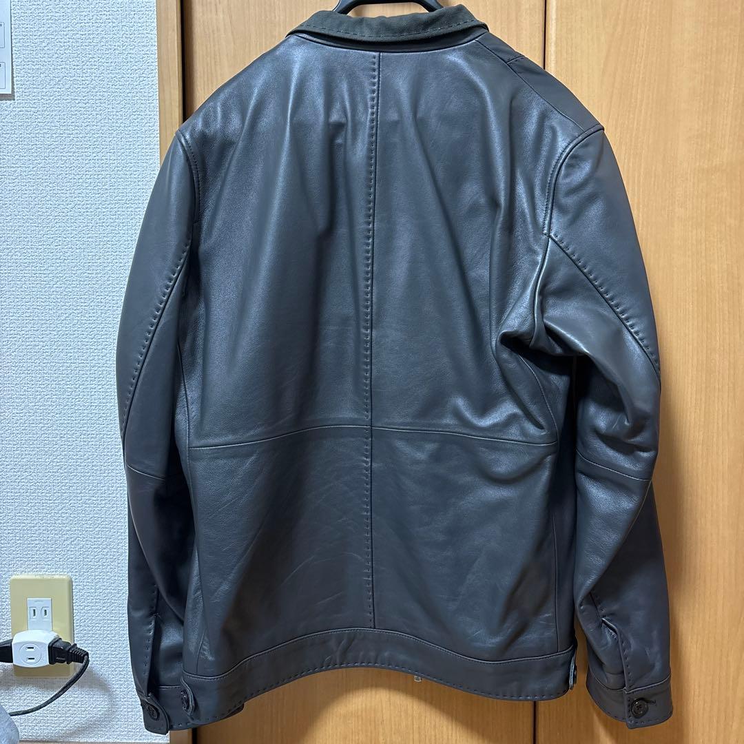 MENS BIGI ラムレザージャケット ダークグレー サイズ3(Lサイズ相当)