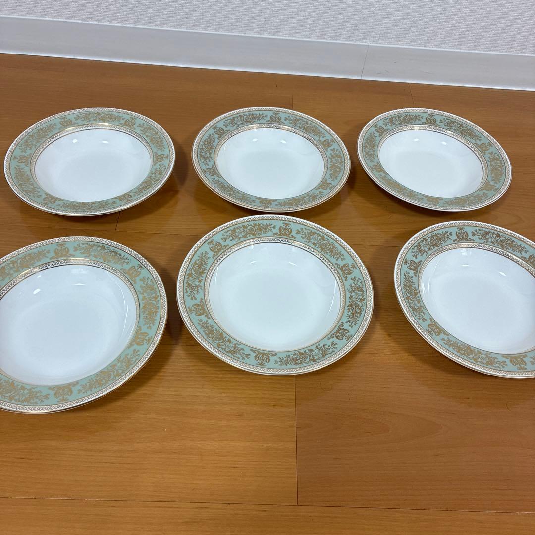 ウェッジウッド コロンビアセージグリーン スープ皿 黒壷　6枚まとめ売り