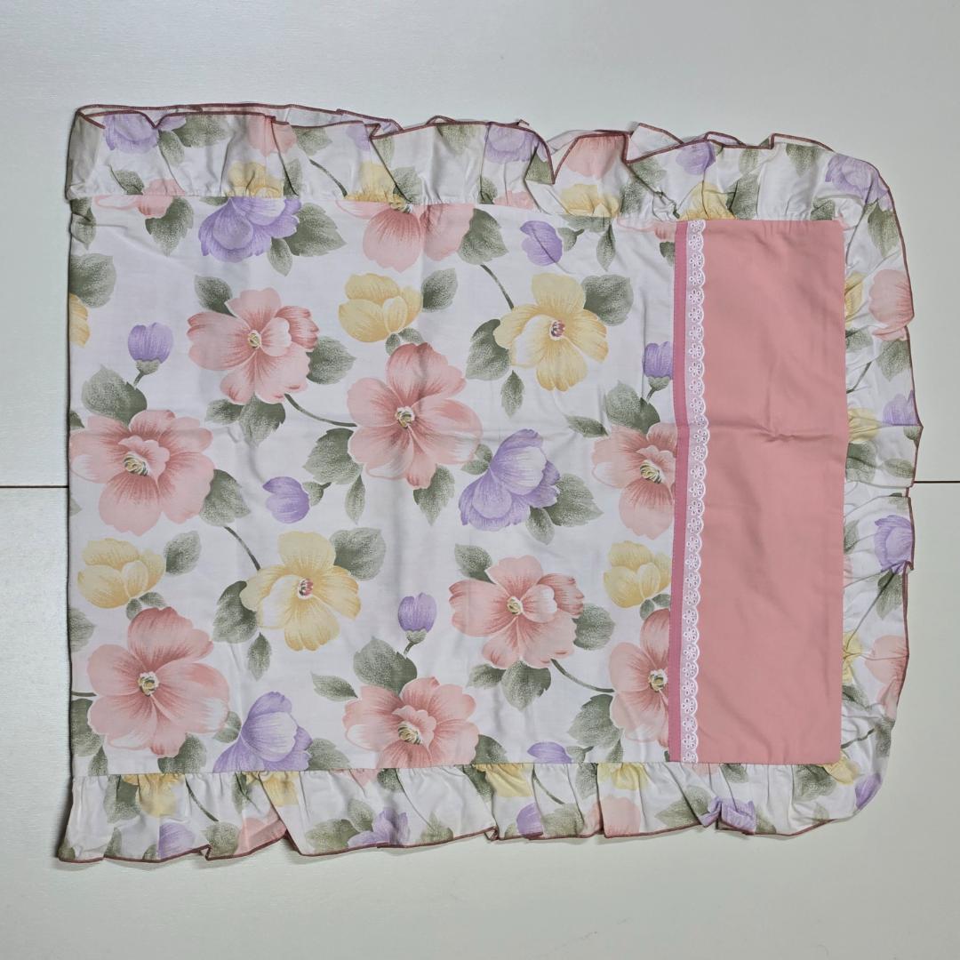 ダブル、ピロケース、2枚セット、まくらカバー、43×120㎝、フリル付き、ピンク