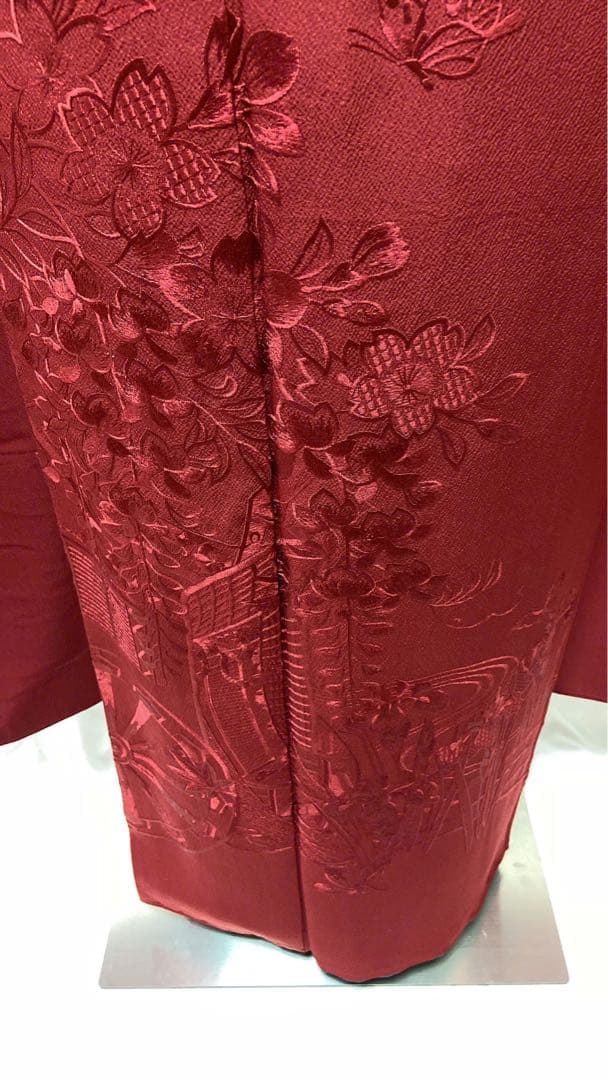 御所車花文刺繍　振袖　成人式　フルセット　正絹　　振袖フルセット
