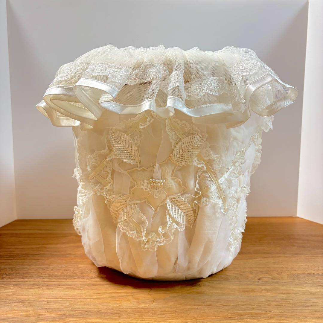 美品◇A.leplat◇ルプラ◇さえら◇繊細レースバスケット かご◇ホワイト