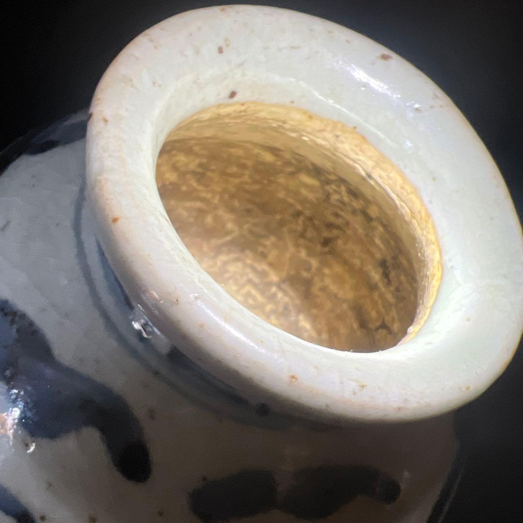 骨董　瓷器　染付双寿缶　茶壺　中国美術