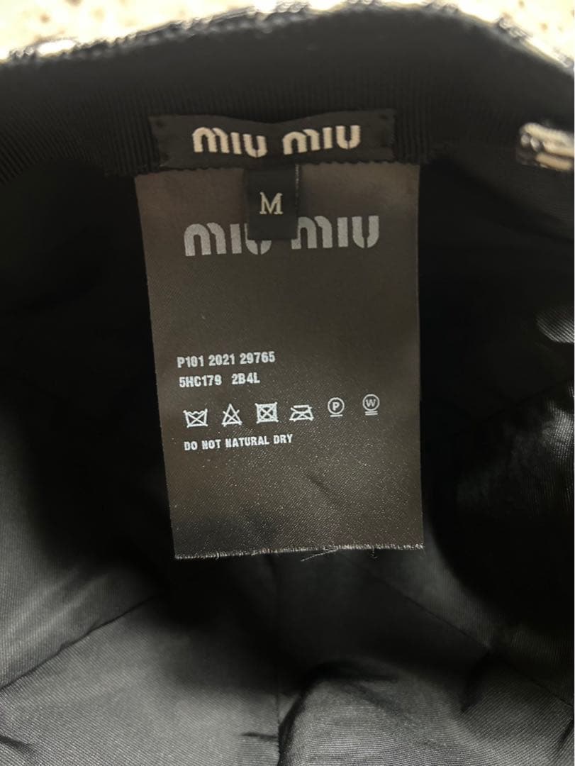 MiuMiu キャップ/ギンガムチェック/Black / M