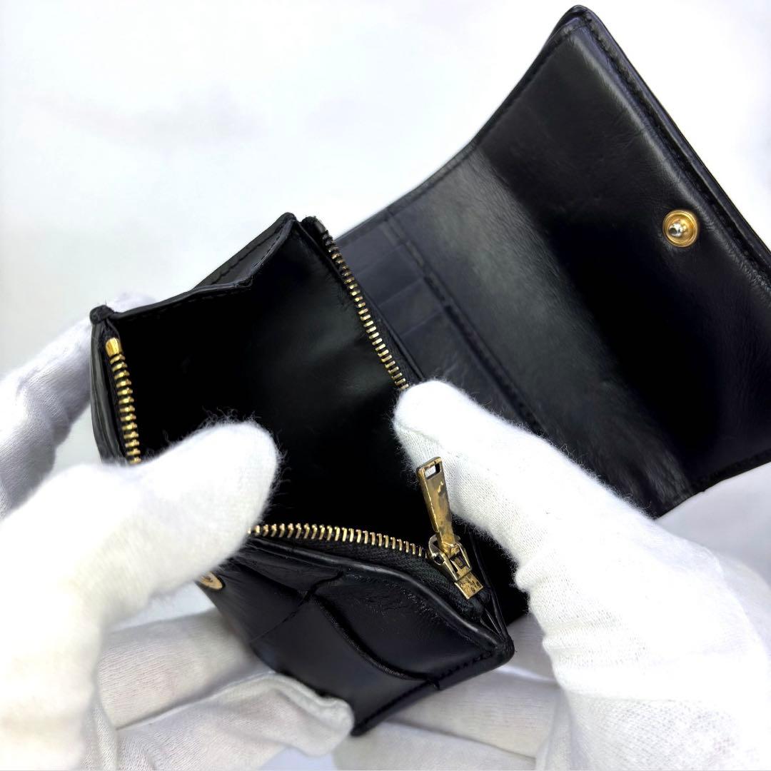 BOTTEGA VENETA 3つ折り 財布 カセット ブラック