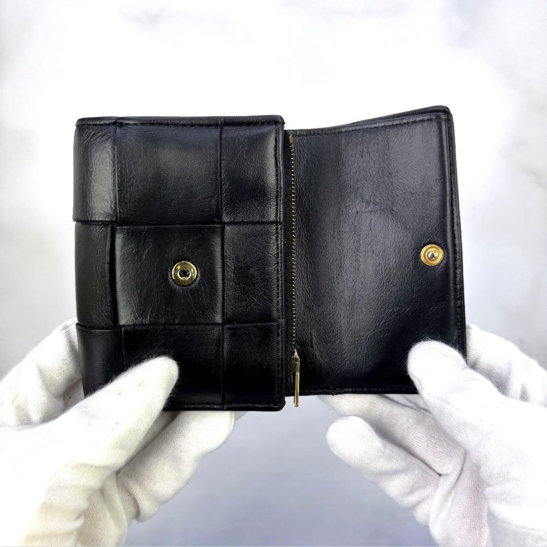 BOTTEGA VENETA 3つ折り 財布 カセット ブラック