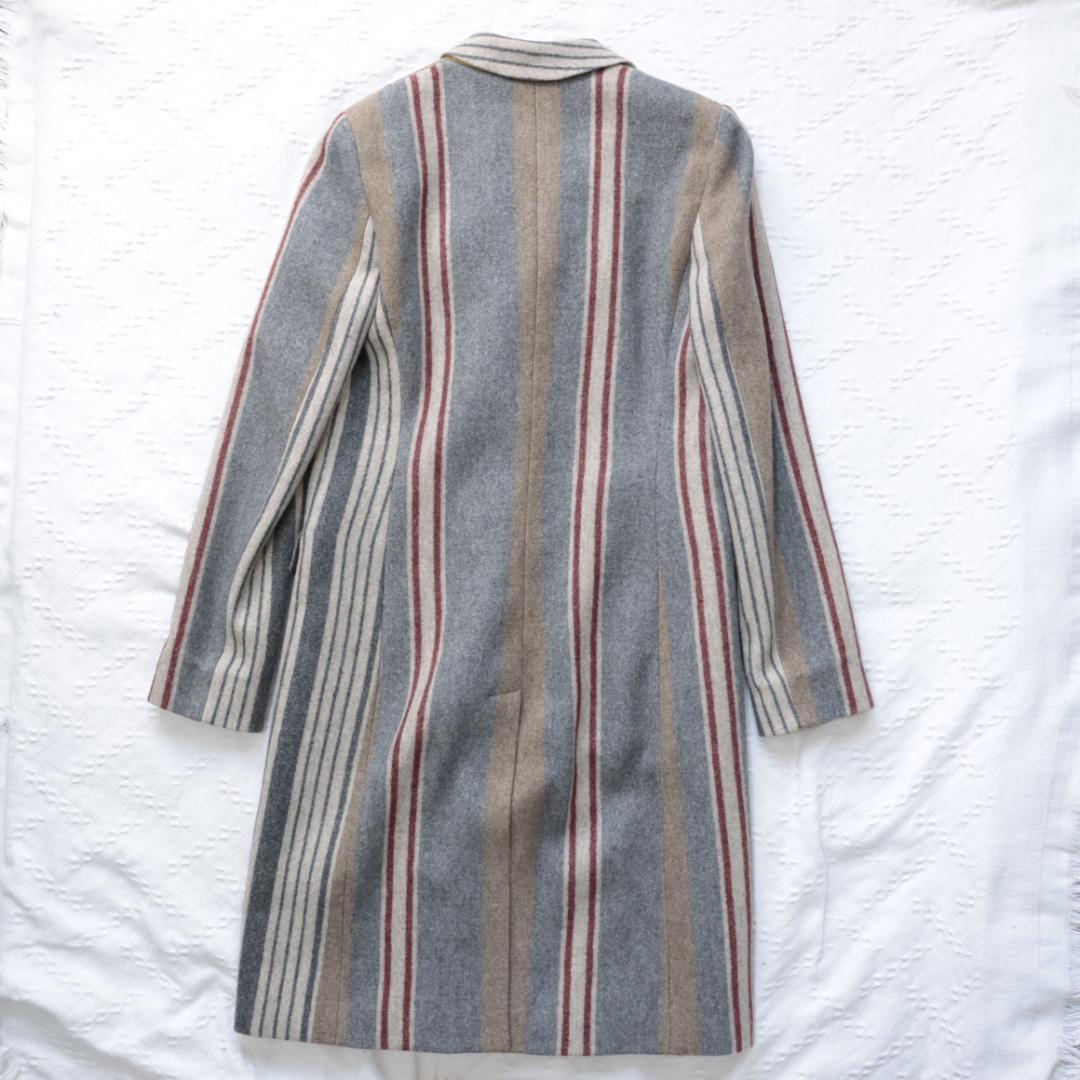 希少！エトロ　ETRO　ストライプ　ウールチェスターコート　44　ミラノ