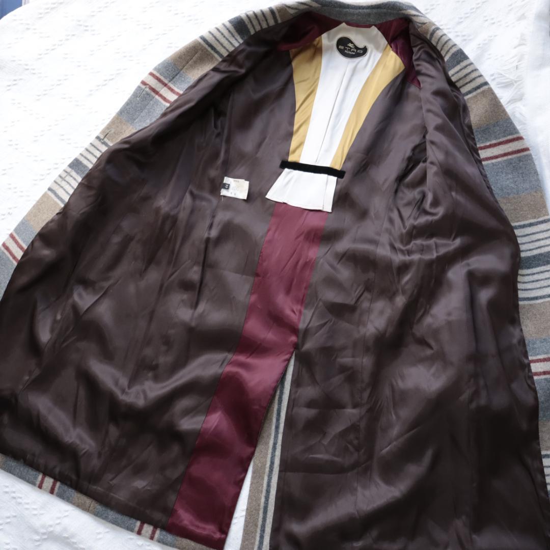 希少！エトロ　ETRO　ストライプ　ウールチェスターコート　44　ミラノ