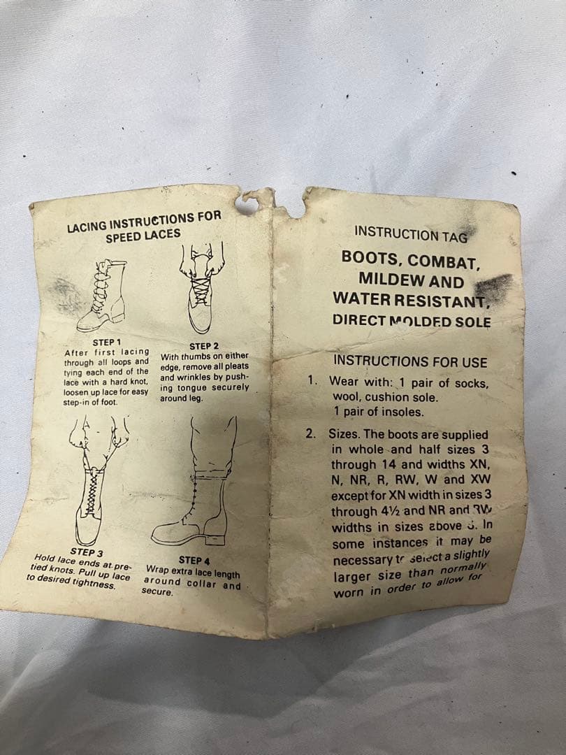 米軍　実物　dead stock スピードレースコンバットブーツ　80's ①