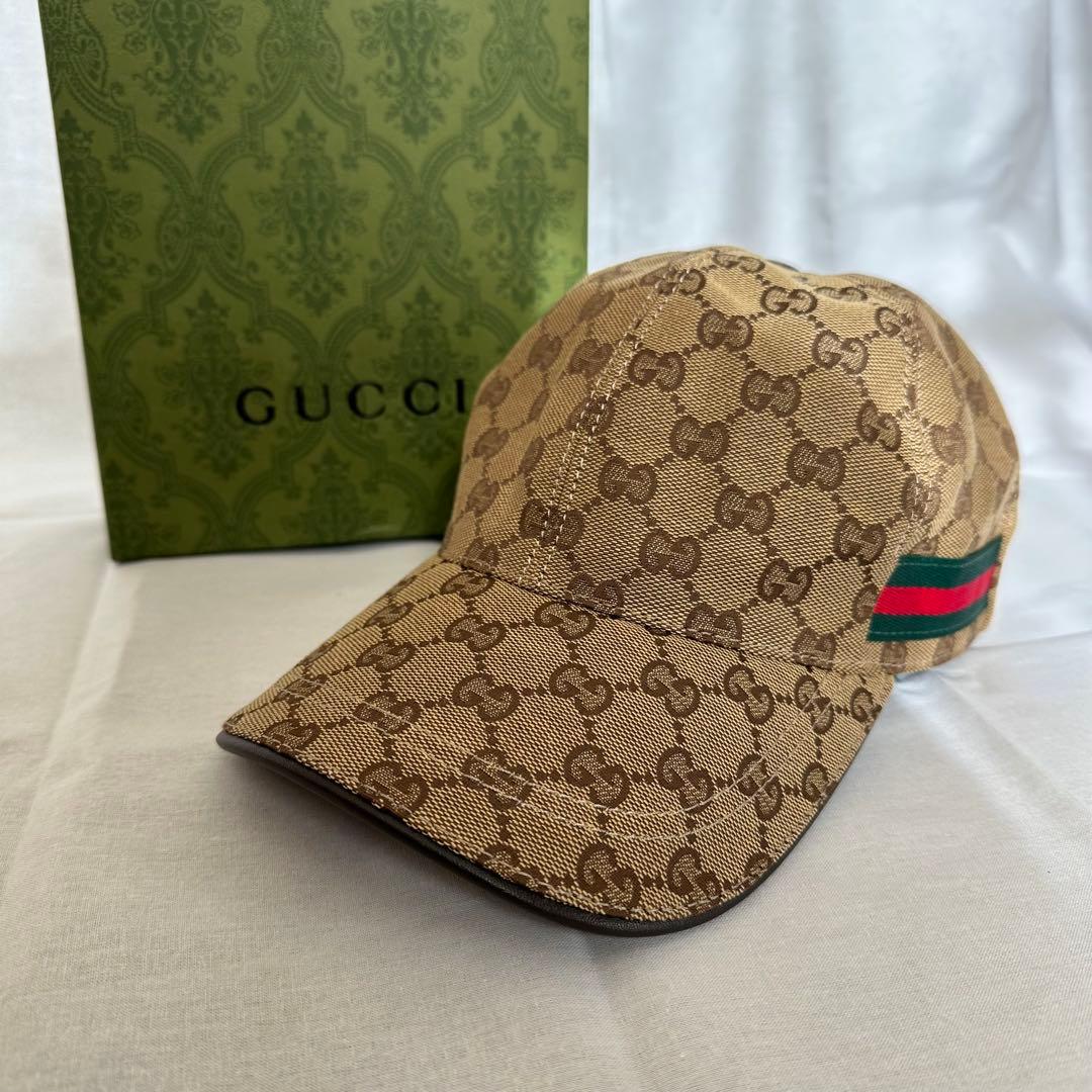 GUCCI グッチ キャンバス ベースボールキャップ 帽子　Ｍ